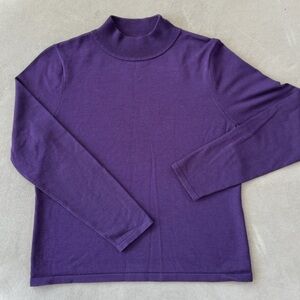 Royal Purple Vintage Pendleton Mock-neck Sweater, Silk Blend Sweater Size Large